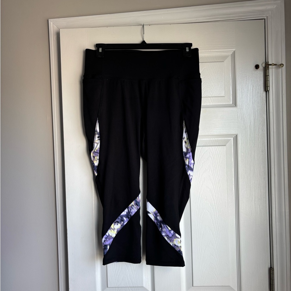 Livi Active Black Leggings with Purple Accents